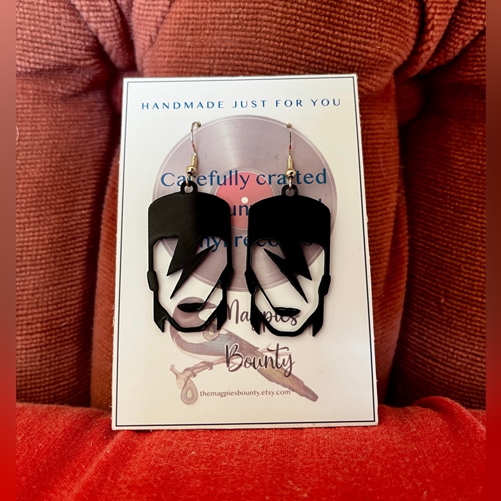 Handmade David Bowie Dangle Earrings - Made from vinyl record!